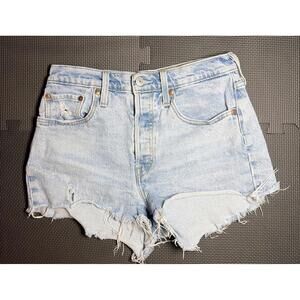 Levi's 501 High Rise Cut Off Distressed Denim Shorts Vintage Women's 30x27
